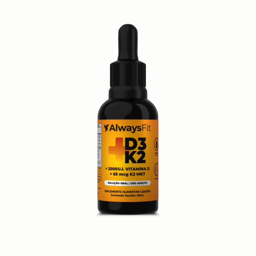 Vitamina D3+K2 (MK-7) em Gotas - 2000 UI D3 e 30 mcg K2 por Dose - 20ml - 1 Unidade