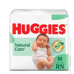 Fralda Huggies Natural Care RN Recém Nascido pacote com 18 unidades