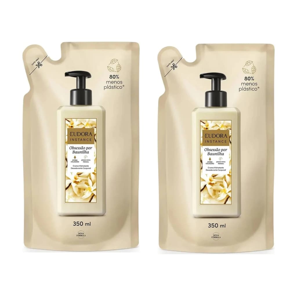 Kit 2 Eudora Refil Hidratante Creme Corporal Instance Baunilha 350ml.