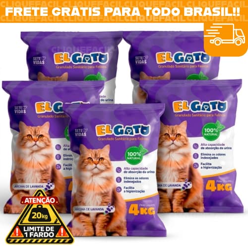 Kit Fardo 5 Pacotes Areia Sanitária Extra Fina 4Kg Forma Torrões Alta Absorção Granulado Anti Odores