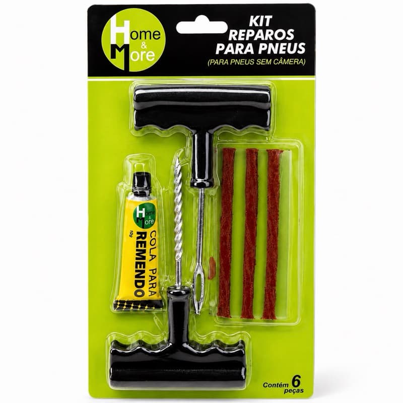 Kit Reparo Pneu Sem Câmara 6 Peças Completo Carro Moto