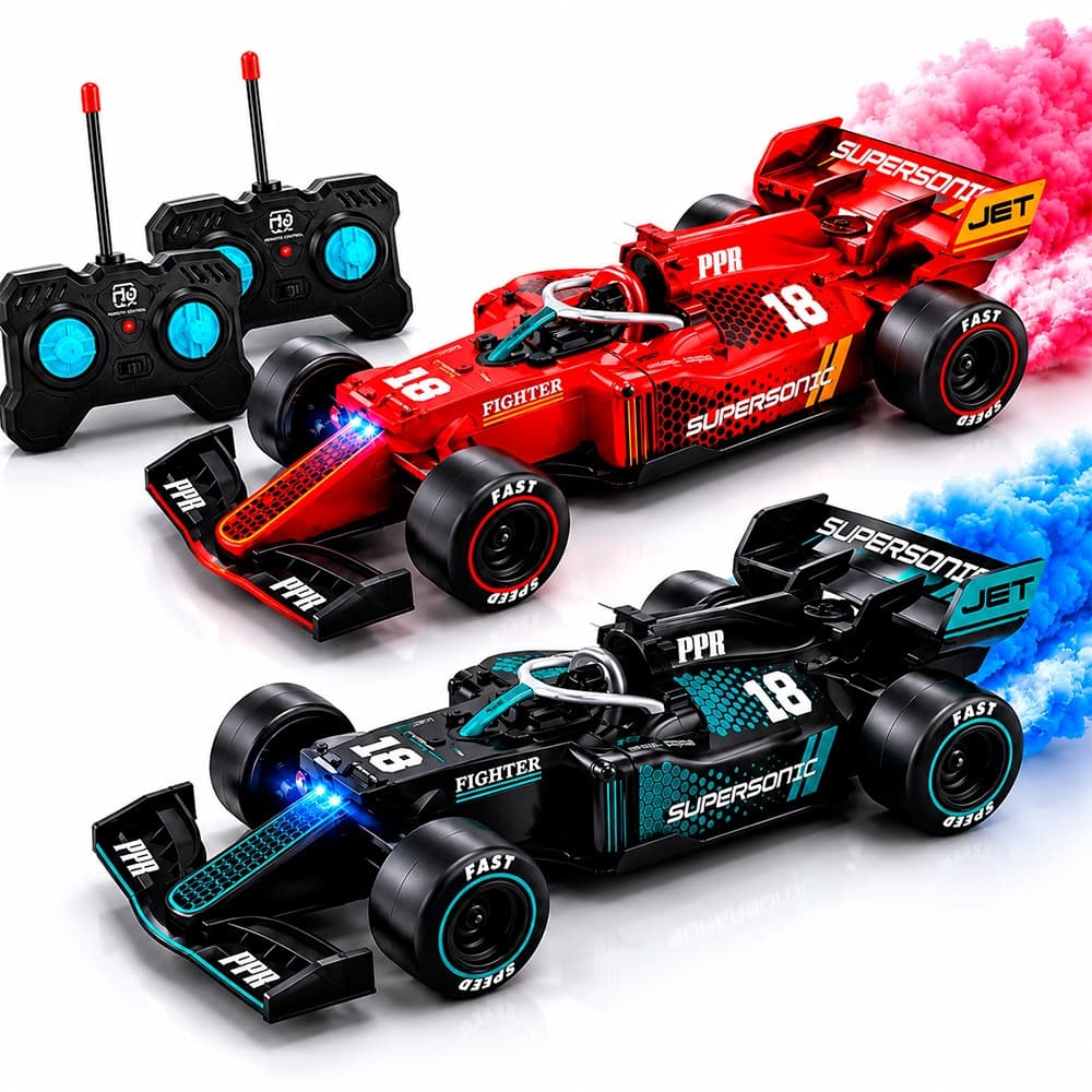 Carrinho Controle Remoto Formula 1 Solta Fumaça Luzes Drift F1 Brinquedo Recarregável