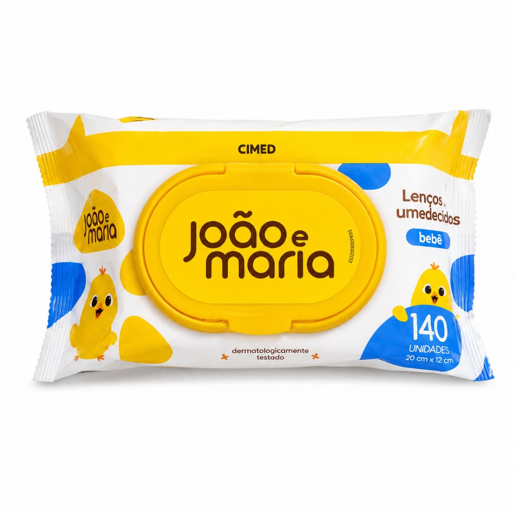 Lenço Umedecido Toalhas Espessas e Macias Bebê João e Maria 140 Unidades Cimed