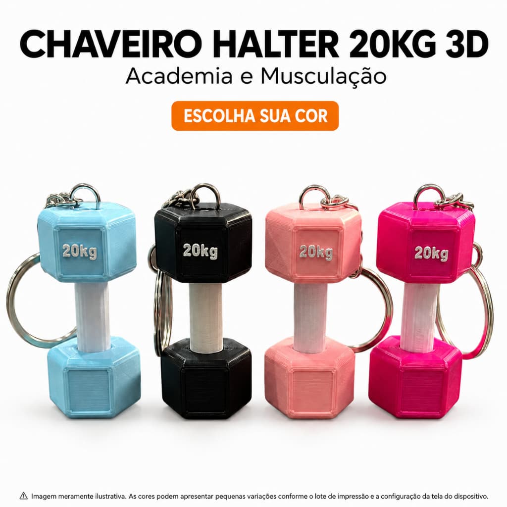 Kit 4 Chaveiros Mini Halter 20kg 3D Academia Musculação Fitness Brinde Presente Criativo