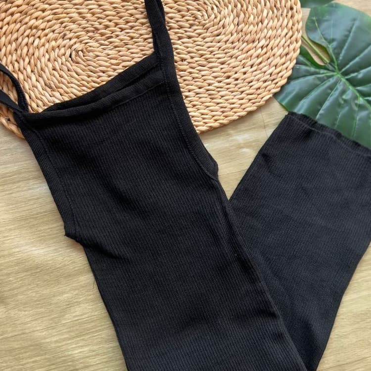 Vestido Midi Justo de Alça | Malha Canelada Colado