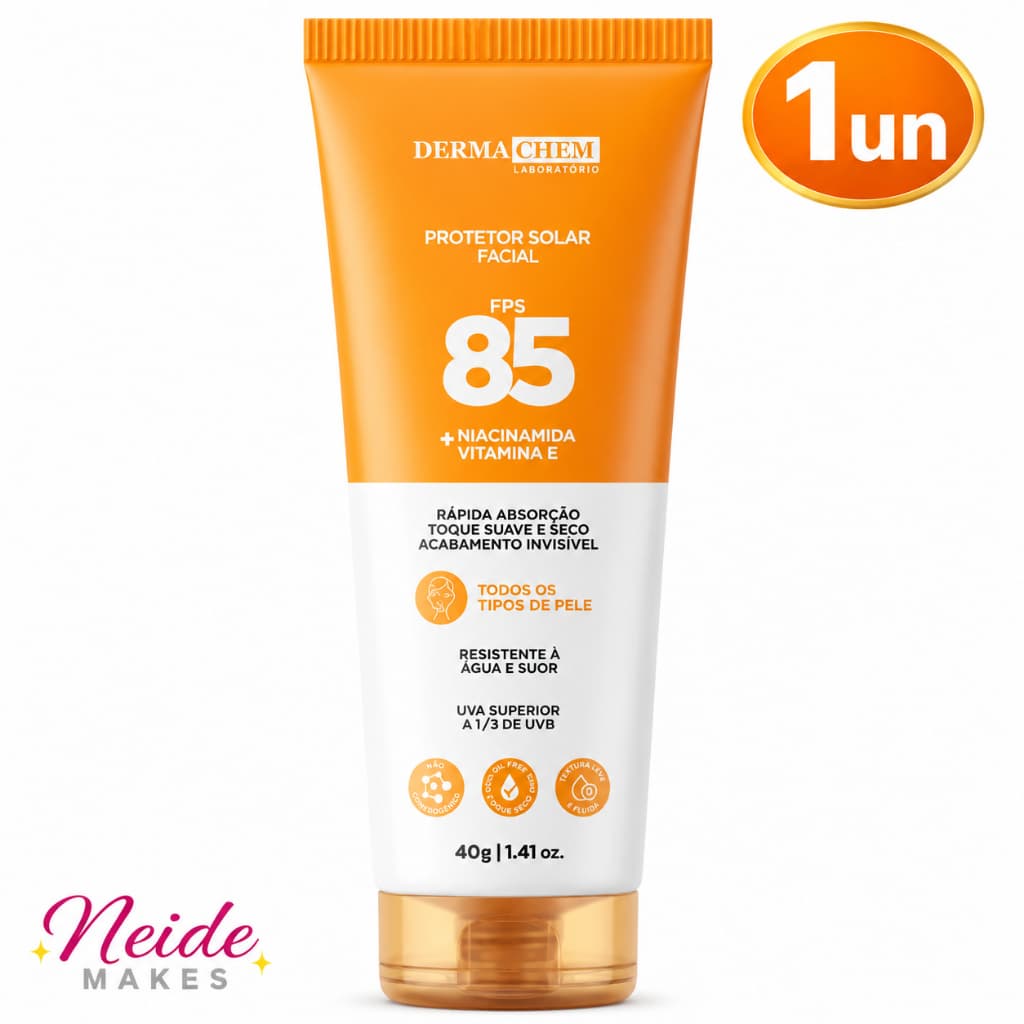 Protetor Solar Rosto fps 85 Toque Seco Rápida Absorção Toque Suave  Dermachem