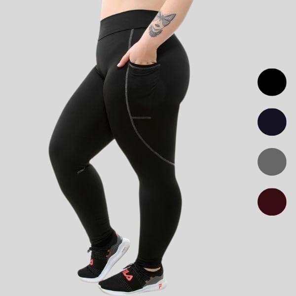 Calça Com Bolso Plus Size 10647 Academia Fitness
