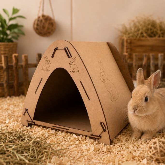 Toca Coelho MDF Casa Lebre Casinha Resistente Grande Pet
