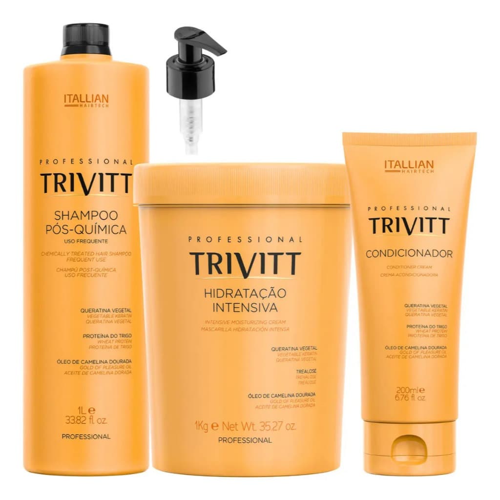 kit Shampoo Pós Química 1L Hidratação Intensiva 1kg e Leavein Hidratante