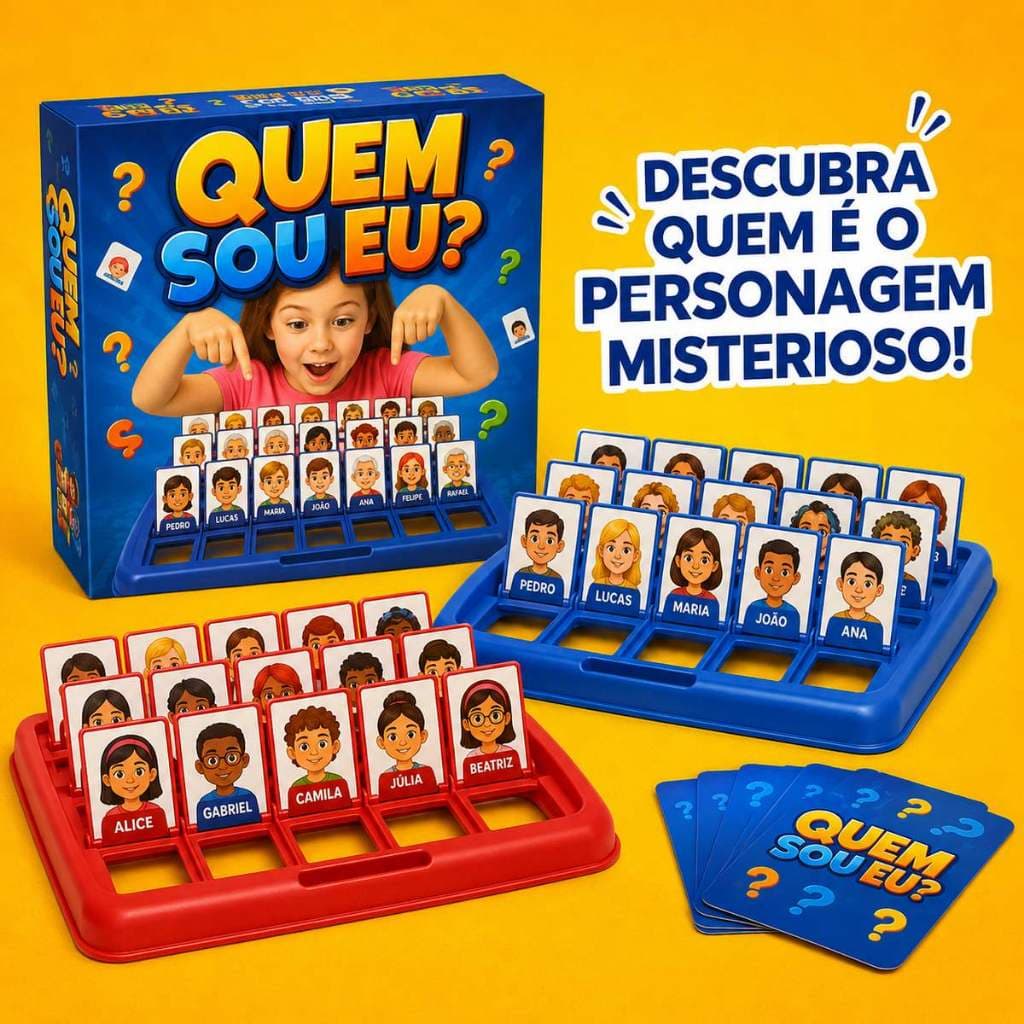 Quem Sou Eu? Jogo de Tabuleiro Infantil Família 2 Jogadores +5 Anos