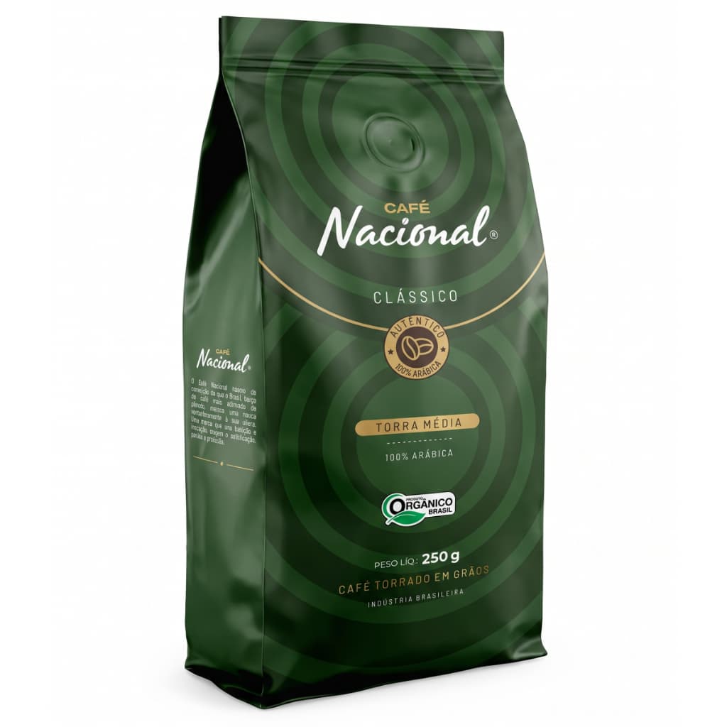 Café Torrado Em Grãos - Torra Média - 100% Arábica Gourmet - Aromático Equilibrado - Café Nacional Clássico 250g
