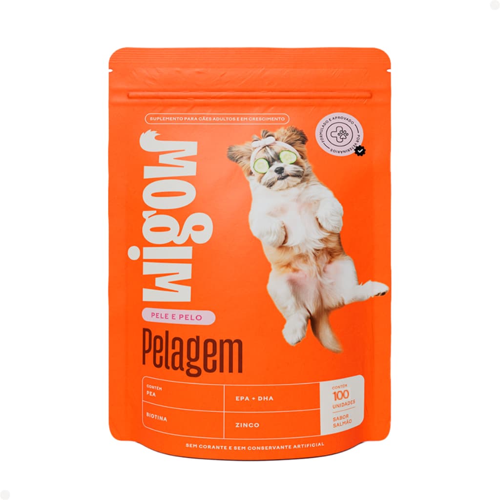 Suplemento para Cachorro Vitamina para Pelo de Cachorro Suplemento Wigow Pelagem Sabor Salmão 270g