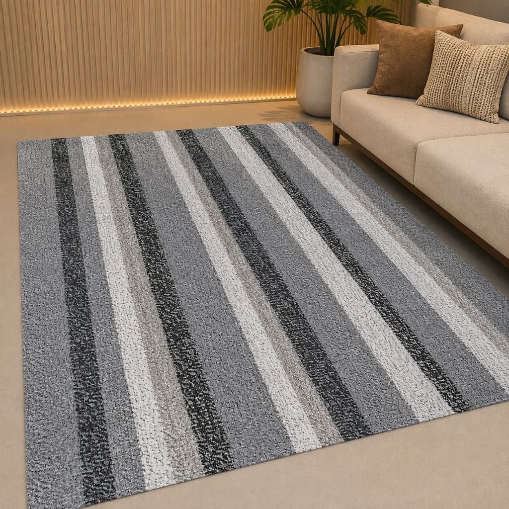 Tapete Jacquard Sala Antiderrapante Toque Macio Antialérgico Decorativo Com Costura