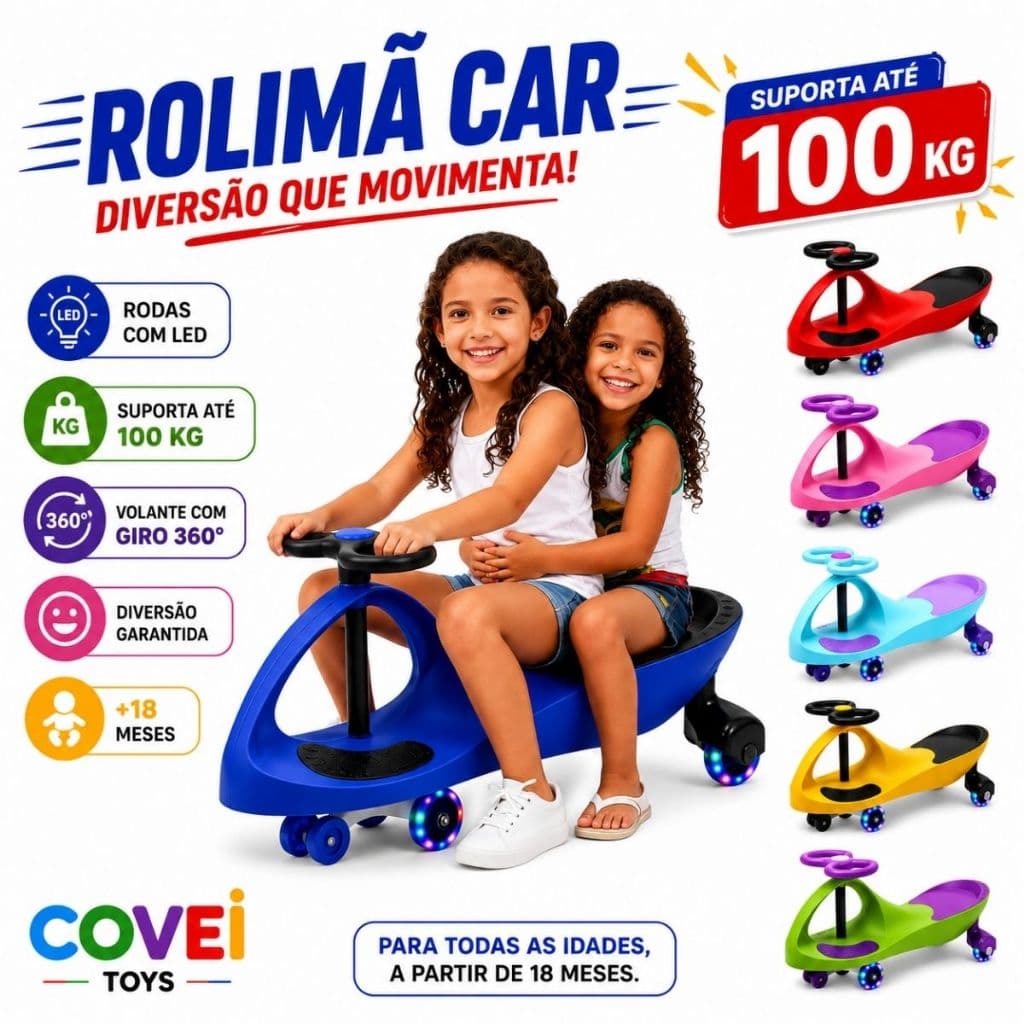 Carrinho De Rolimã Volante Giro 360 Super Car Drift Infantil Rodas LED Silenciosas Suporta Até 100kg