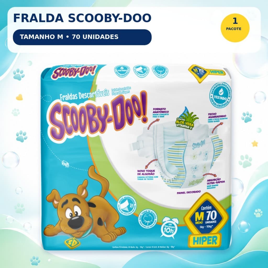 Fralda Scooby-Doo Hiper M 70 Unidades