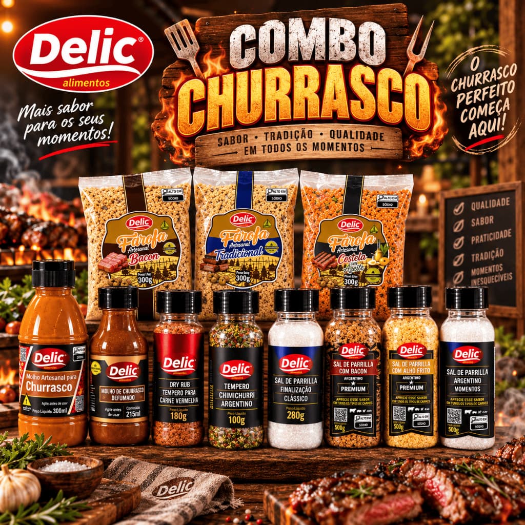 Combo Churrasco Perfeito Delic Alimentos – Farofas, Sais, Molhos e Temperos