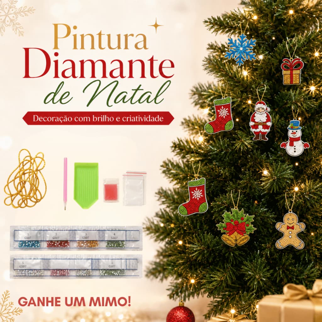 Kit Pintura Diamante 5D Natal Decoração Árvore Adesivo Infantil Bordado Diamante Antistress Presente Natalino DIY