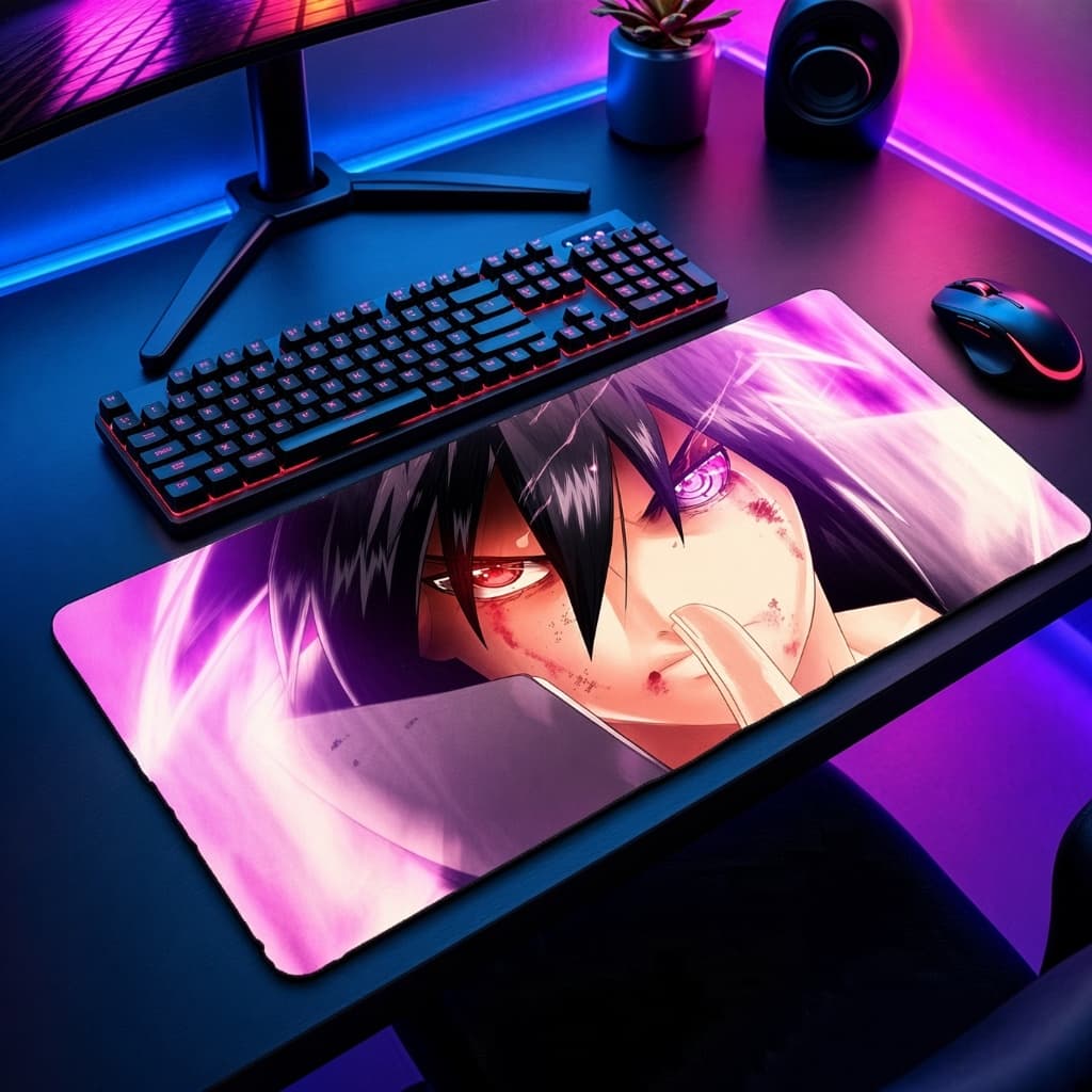 MousePad Gamer Grande Anime Desk Pad Estampa Otaku Antiderrapante PC Notebook Setup Gamer Fácil de Limpar