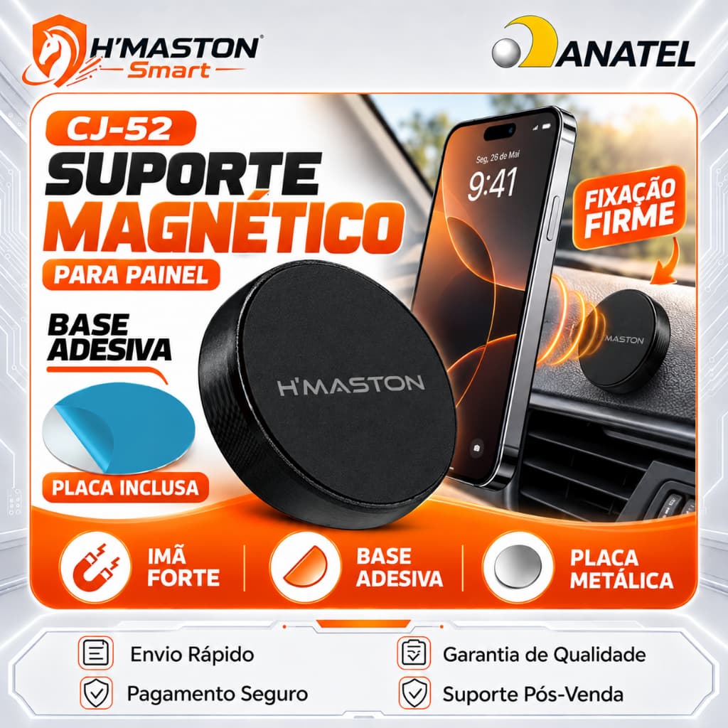 H'maston CJ-52 Suporte Celular Carro Magnetico Suporte Magnético Para Celular Suporte De Ima Para Celular