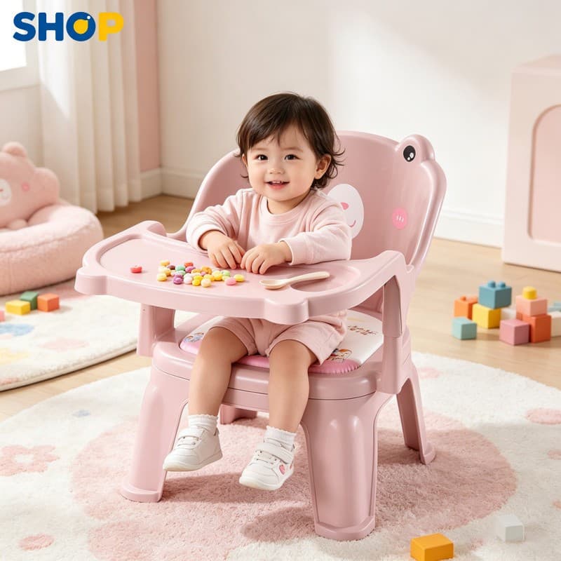 Cadeira de Alimentação Infantil Portátil com Som Cadeirinha de Refeição para Bebês-P3