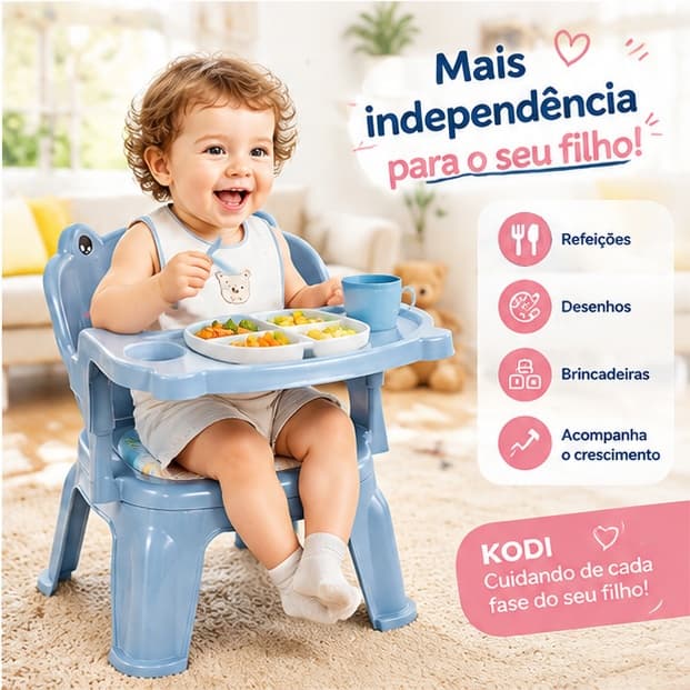 Cadeirinha Bebê para Alimentação com Bandeja Infantil Removível Cadeira de Estudo e Brincadeira P3