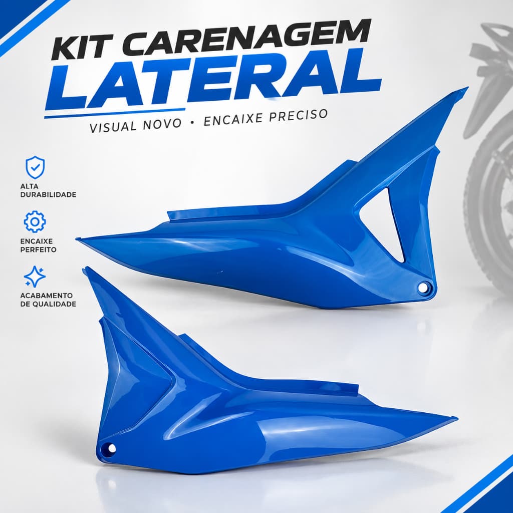 Acessórios Para Moto Tampa Lateral Par Carenagem Moto Nxr Bros 160 Azul Tijuca 2018 2019 2020 2021
