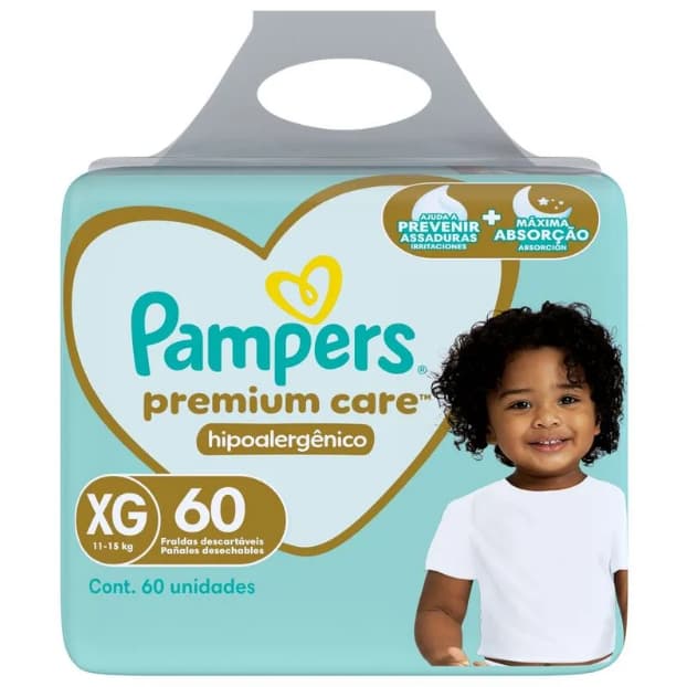 Fralda Pampers Premium Care Xg 60 unidades