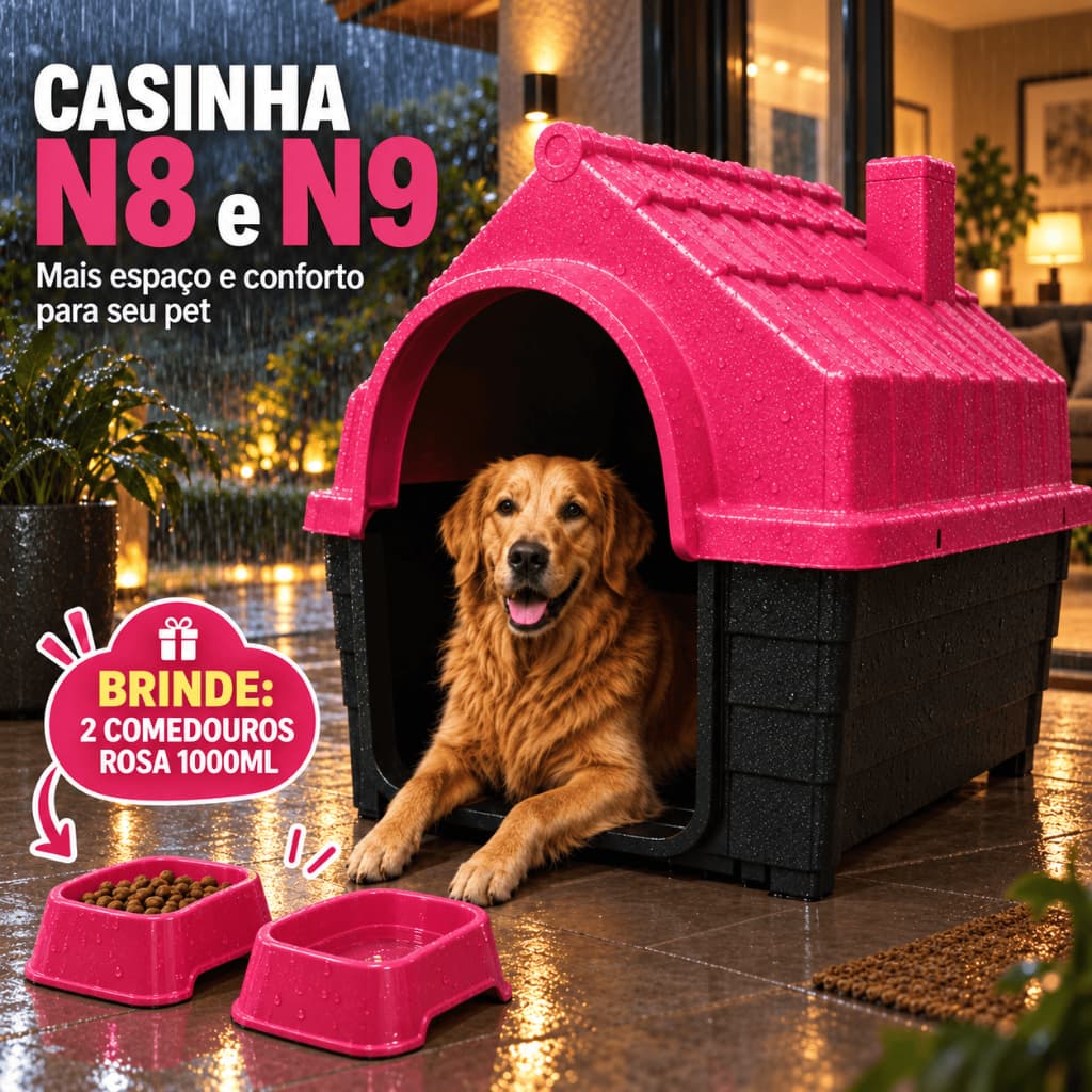 Casinha Plástica Desmontável Cachorros Cães Grande Porte N8 N9
