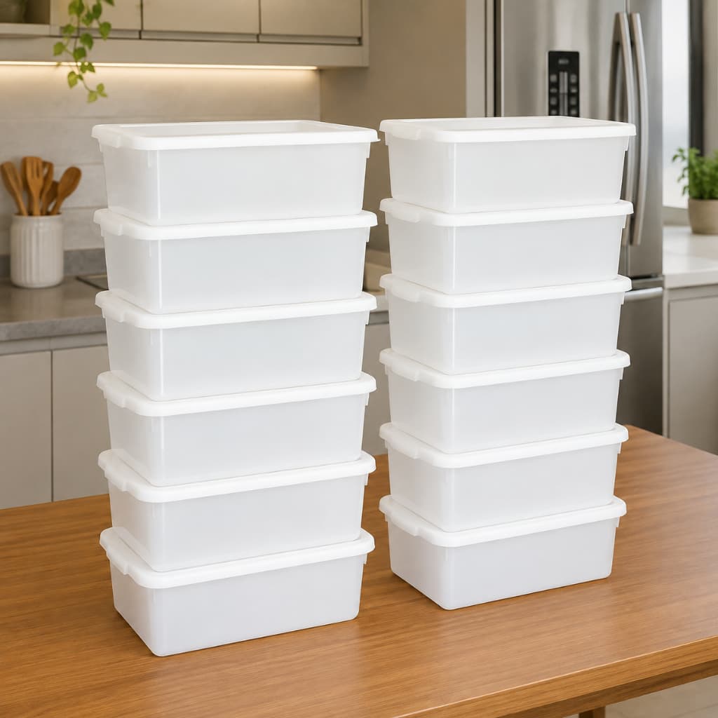 Kit 12 Caixas Organizadora Bioprátika 5 litros com Tampa Multiuso geladeira cozinha Pleion