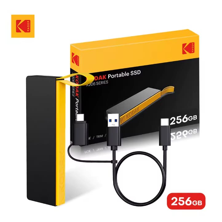 Ssd Externo Kodak X206 256gb Usb-c, 550mb/s Portátil Para Pc Preto
