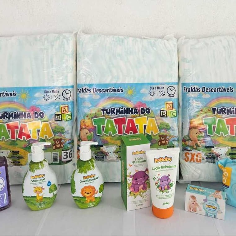 3 Pacotões Fraldas Infantil Turminha + Shampoo e Condicionador Isababy + Hidratante Baby + Sabonete Barra + Sabonete Liq