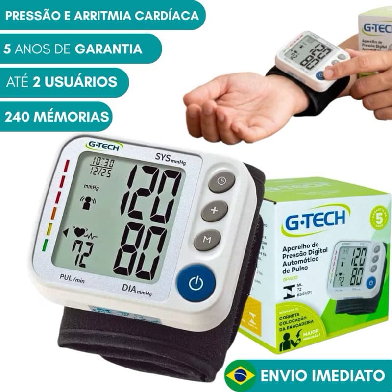 Aparelho Pulso Medidor de Pressão Arterial Digital G-Tech Accumed