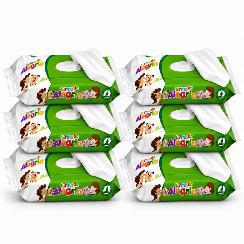 Kit 6 Toalhas Umedecidas Baby Infantil Higiene Bebê Menina Menino 50 Folhas - Lenço Umedecido