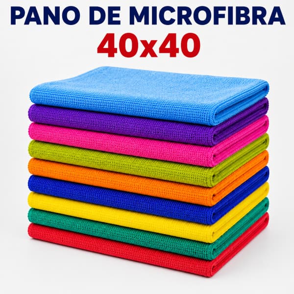 Kit 10 Panos de Microfibra 40x40cm Macio Absorvente Multiuso para Carro Casa Vidros Cozinha e Móveis