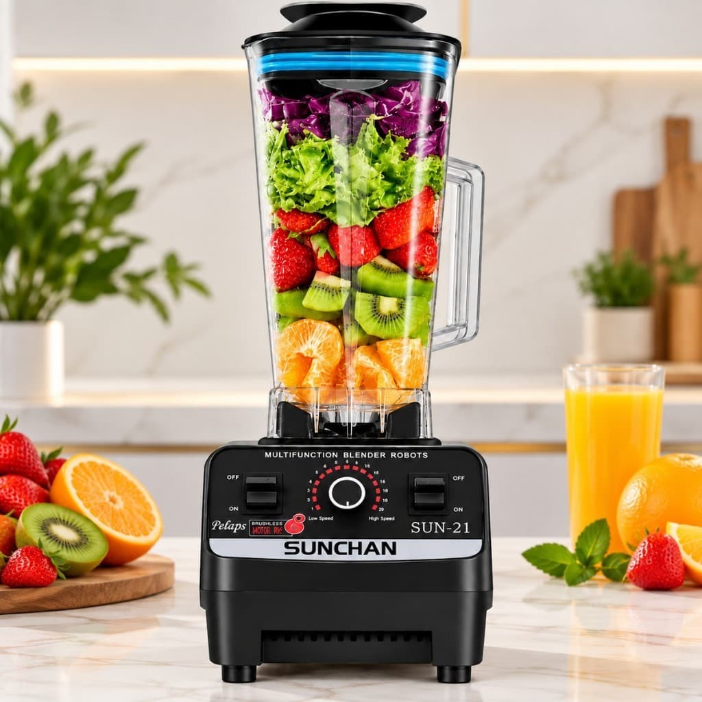 Liquidificador Elétrico Potente 4500W Motor Robusto Alta Velocidade Capacidade 2 Litros Uso Doméstico Sortido