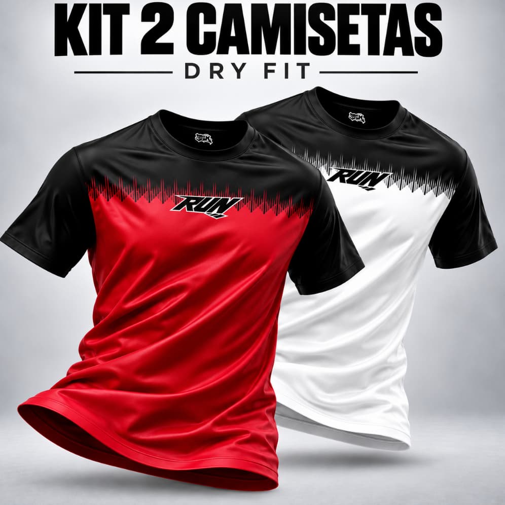 Kit 2 Camisetas Dry Fit Masculina Blusa Gym Crossfit Academia Treino Esportiva Musculação Corrida