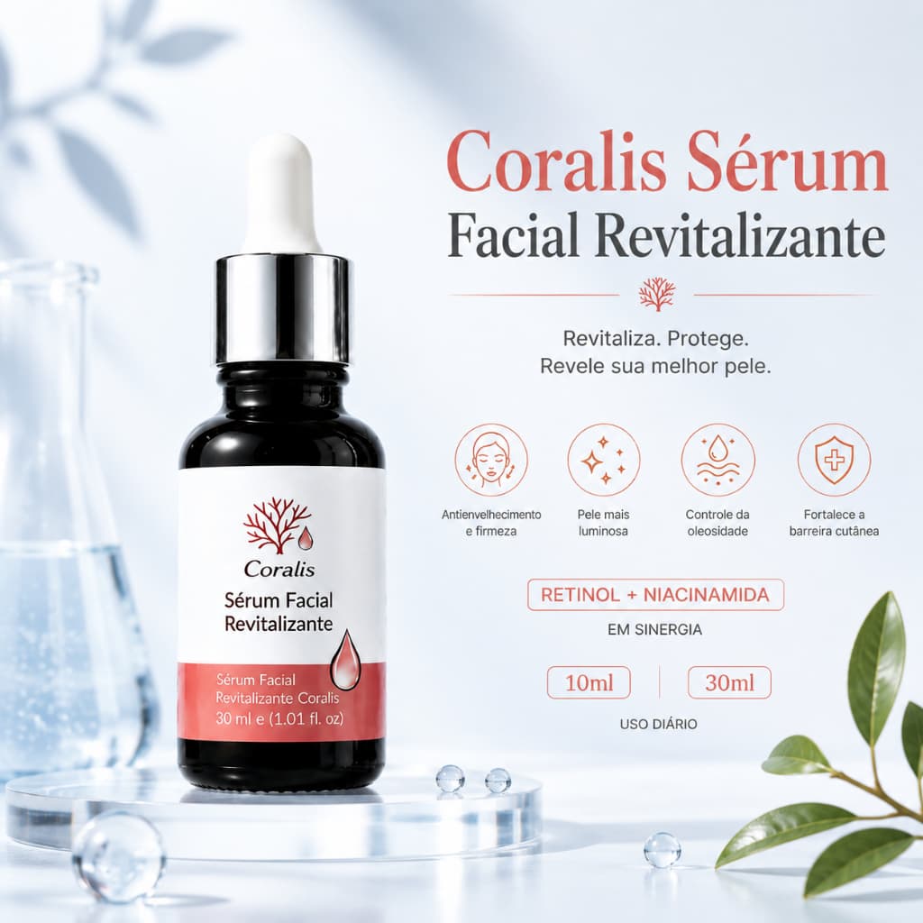 Sérum Coralis Facial Niacinamida 10ml 30ml - Anti-idade com Retinol e Arbutina