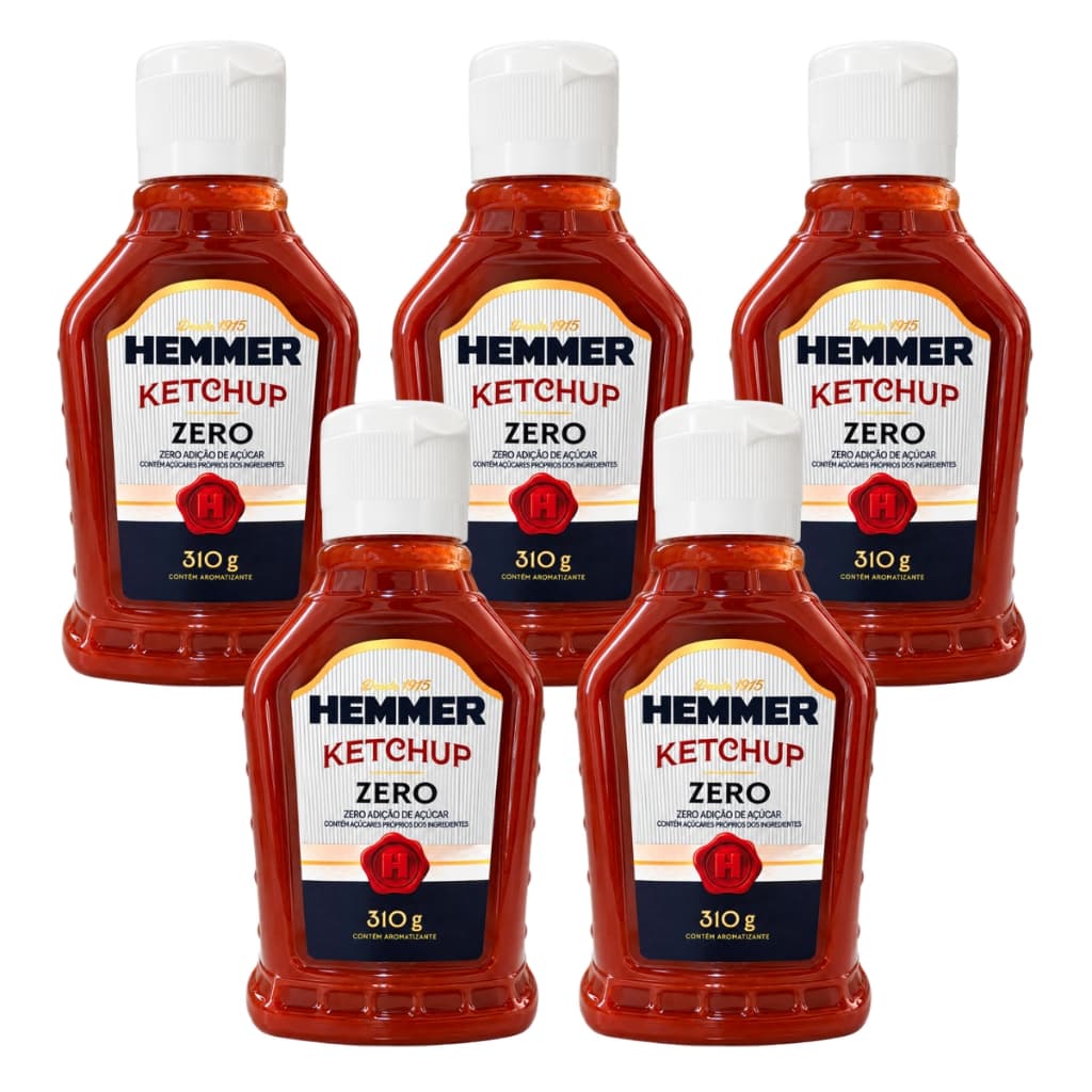 Ketchup Zero Hemmer Sem Adição de Açúcar 310g Kit 05 Unidades (5 x 310g)