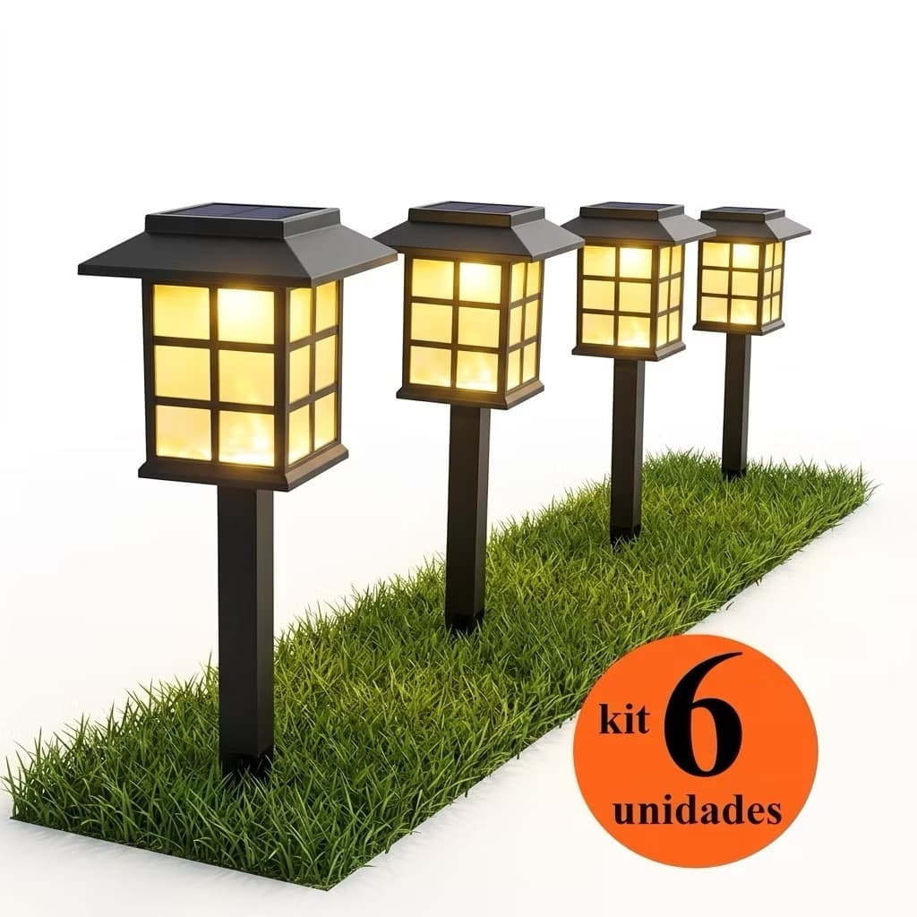 Luminária Solar Espeto de Jardim LED Decoração Recarregável Solar Luz de Caminho para Quintal Entrada