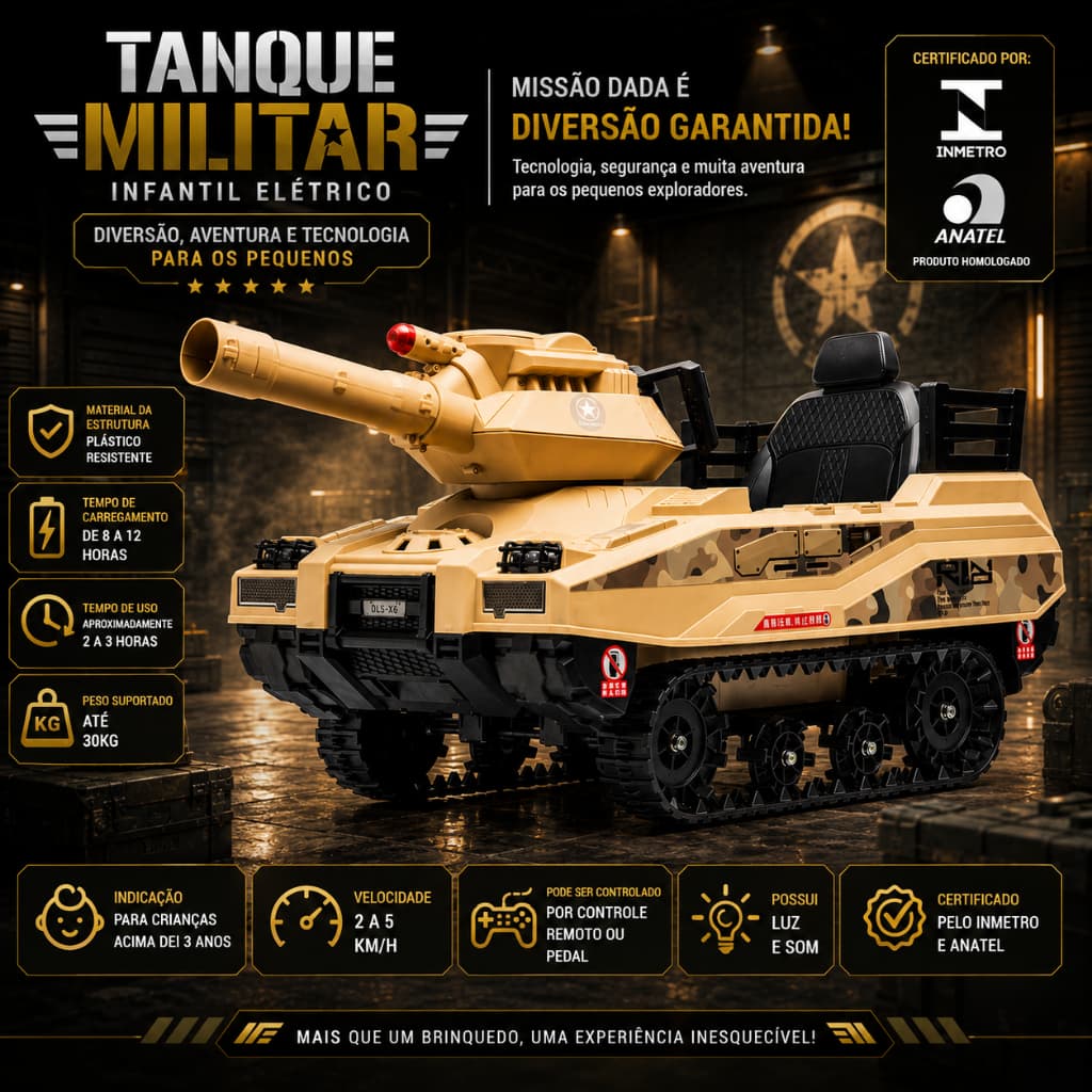 Carrinho Elétrico Mini Carrinho de Controle Remoto Carrinho Mini Tanque Camuflado Amarelo G31 - Gran Belo