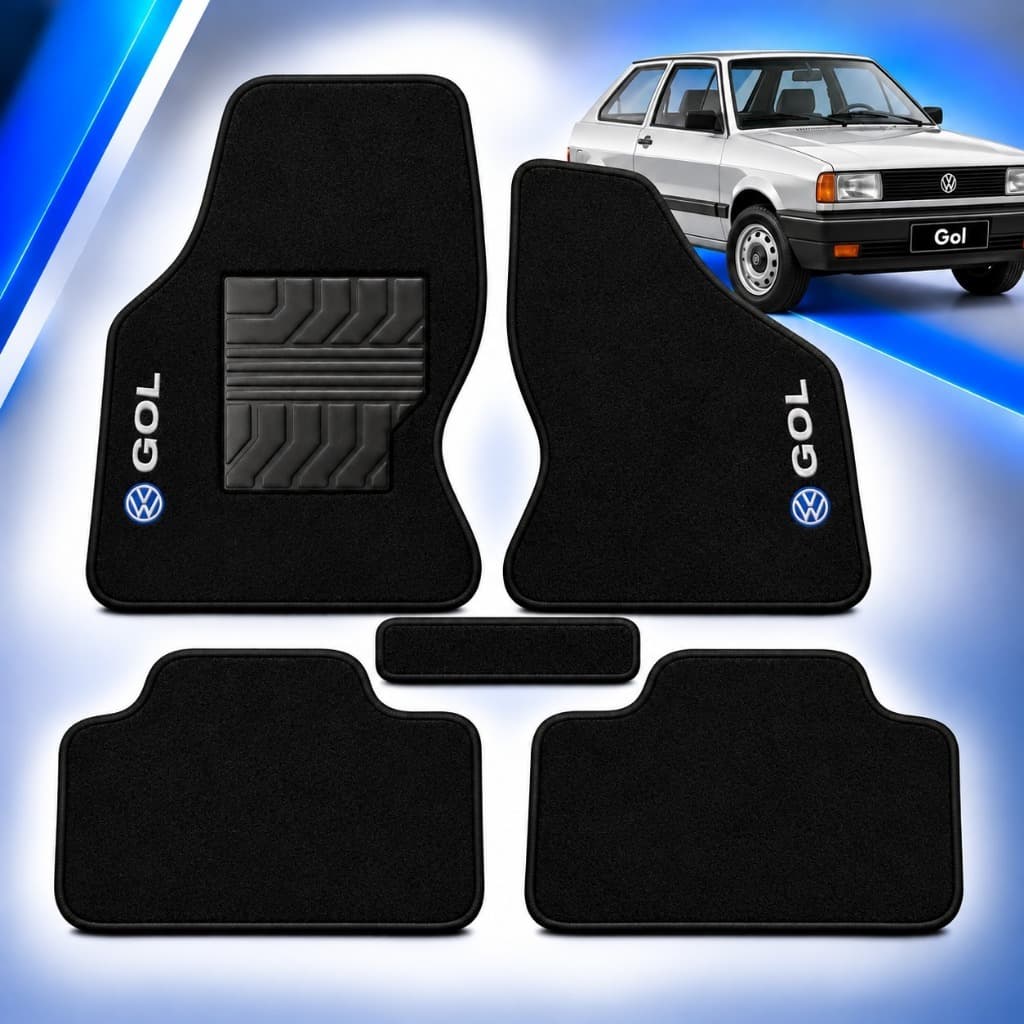 Kit 5 Tapetes Automotivos Requinte Fiat Uno 2008 a 2012 QUADRADO Carpete Logo Bordado