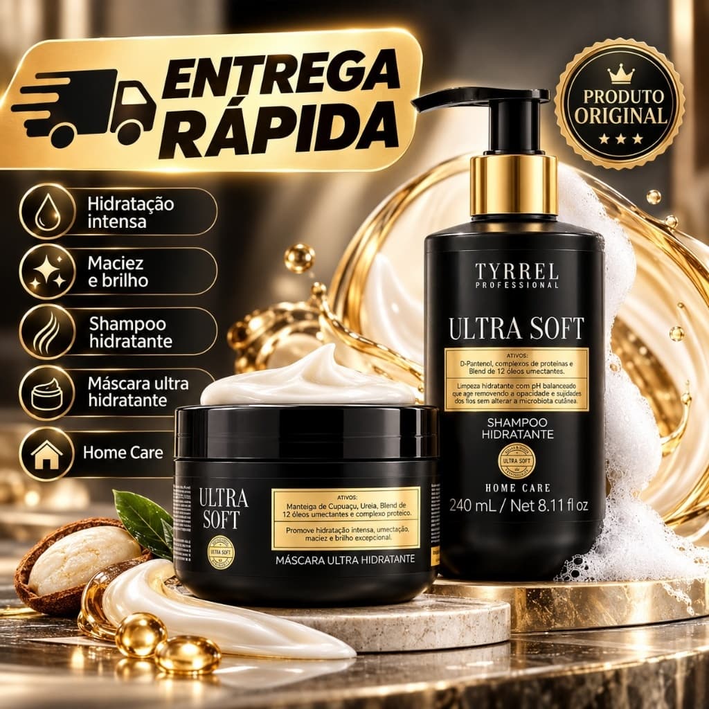 Kit Shampoo Ultra Soft Hidratante 240ml + Máscara Ultra Soft Hidratante 250g Tyrrel