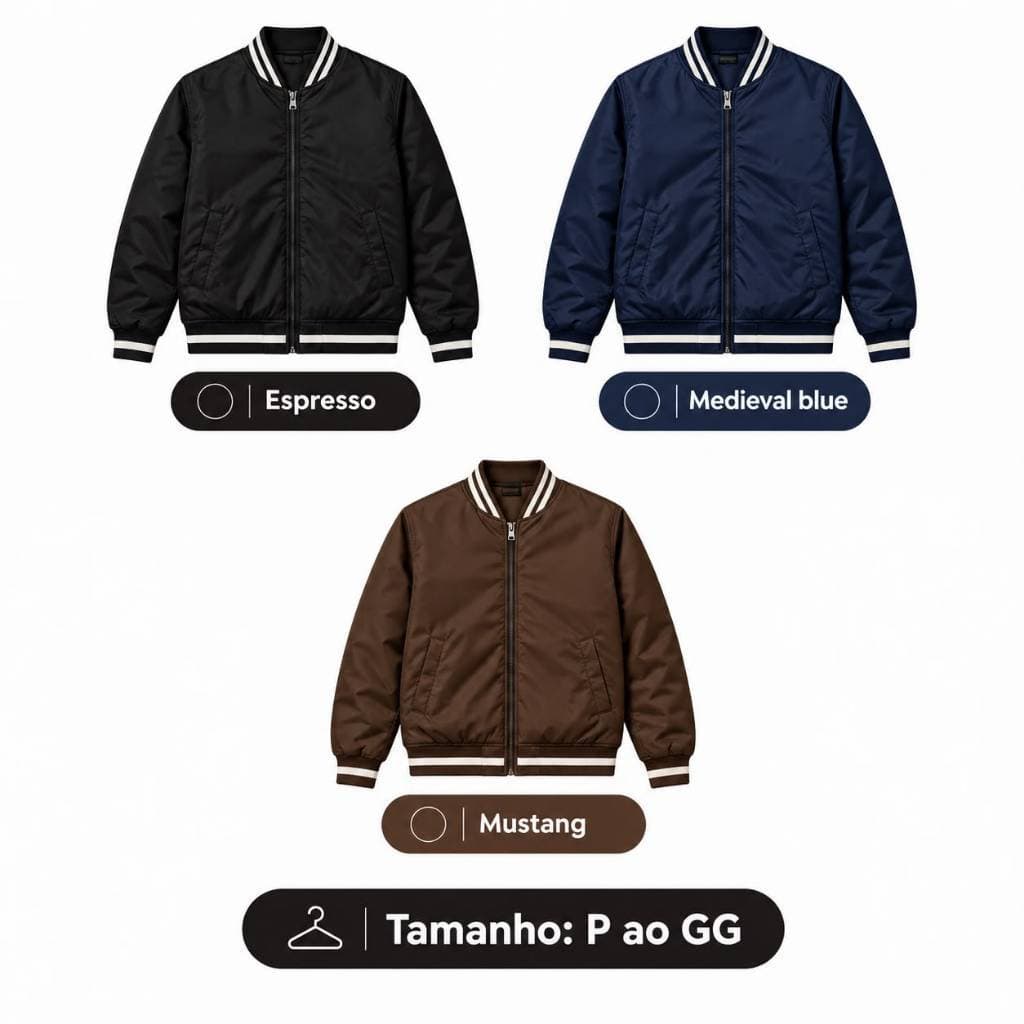 Jaqueta Premium Bomber Corta Vento Masculina Zíper Moderna Novo Jaqueta Premium Bomber Corta Vento Masculina Zíper Moder