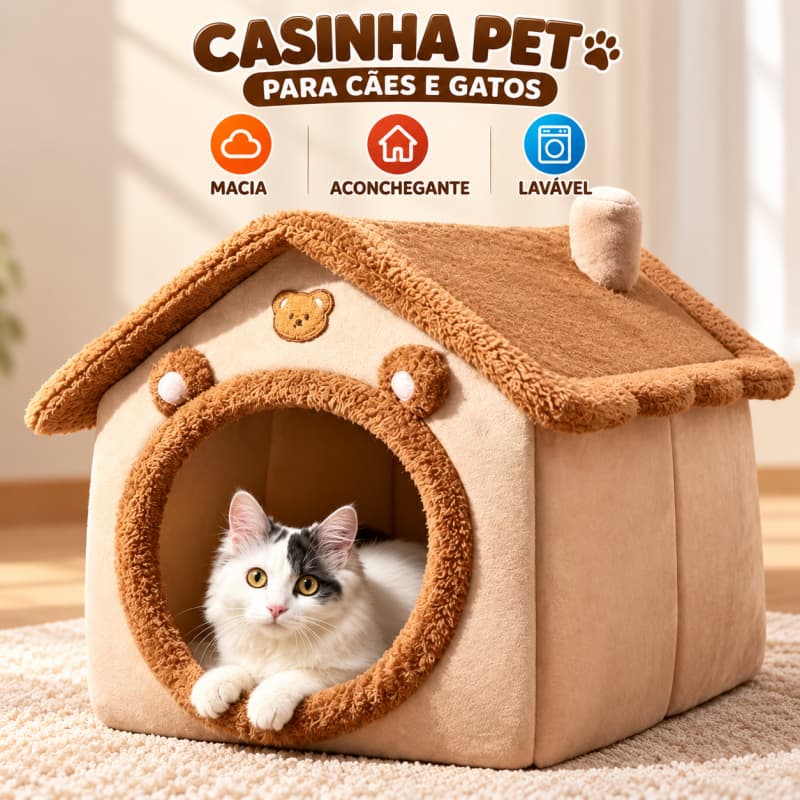 casinha pet para cachorro e gato cama aconchegante quentinha macia lavável para dormir