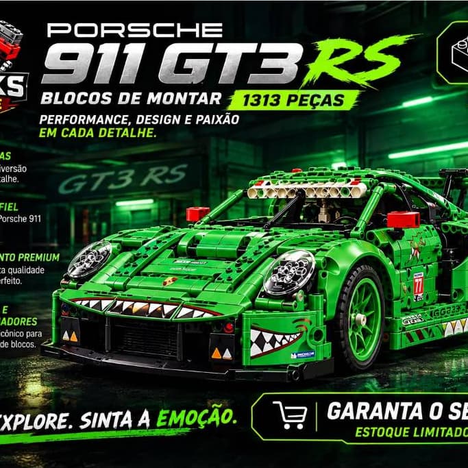 Blocos de Montar Lego Porsche 911 GT3 RS Dino Rex 1313Peças Com Manual de Montagem  **SEM CAIXA(BOX)**