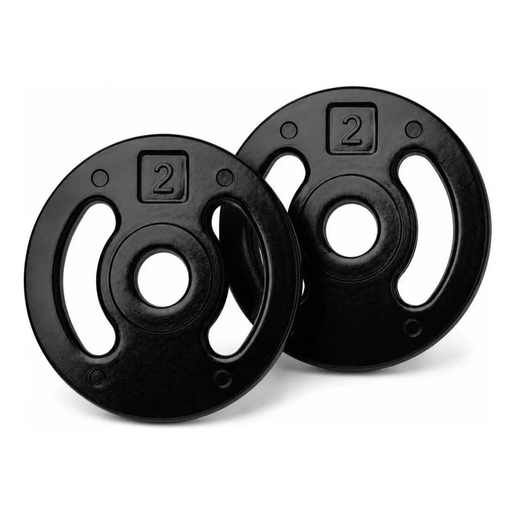 Kit 2 Anilha 2Kg (Par) Injetada Musculação Academia Treino Peso Fitness Exercícios Ferduor Físicos Esporte Fisioterapia