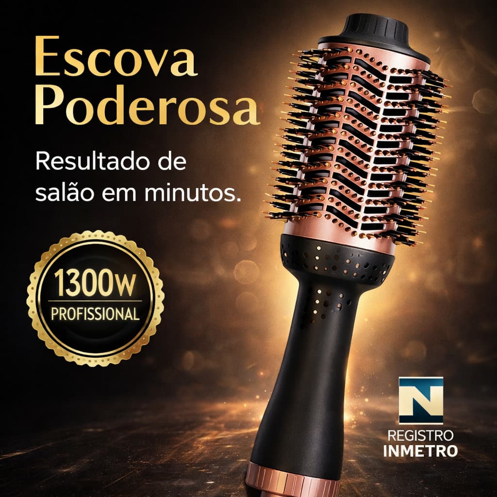 Escova Secadora Cabelo Profissional Bivolt 1300W Styling Rápido Cabelo Liso Volumoso Versátil