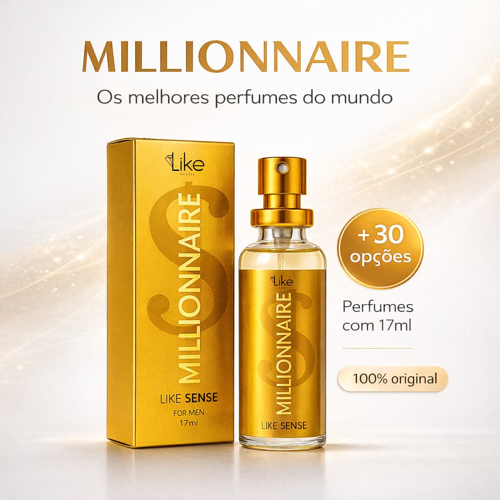 Perfume Masculino Millionnaire 17ml Like Sense – Mini Perfume Inspirado em Importado, Fragrância Intensa Longa Duração