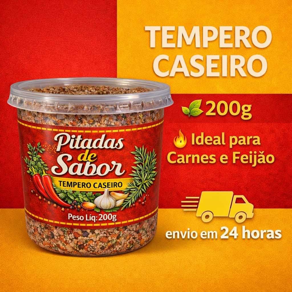 Tempero Caseiro Completo Alho e Sal Natural – Tempero Artesanal Para Carnes Feijão Arroz e Churrasco Pote com 200gramas