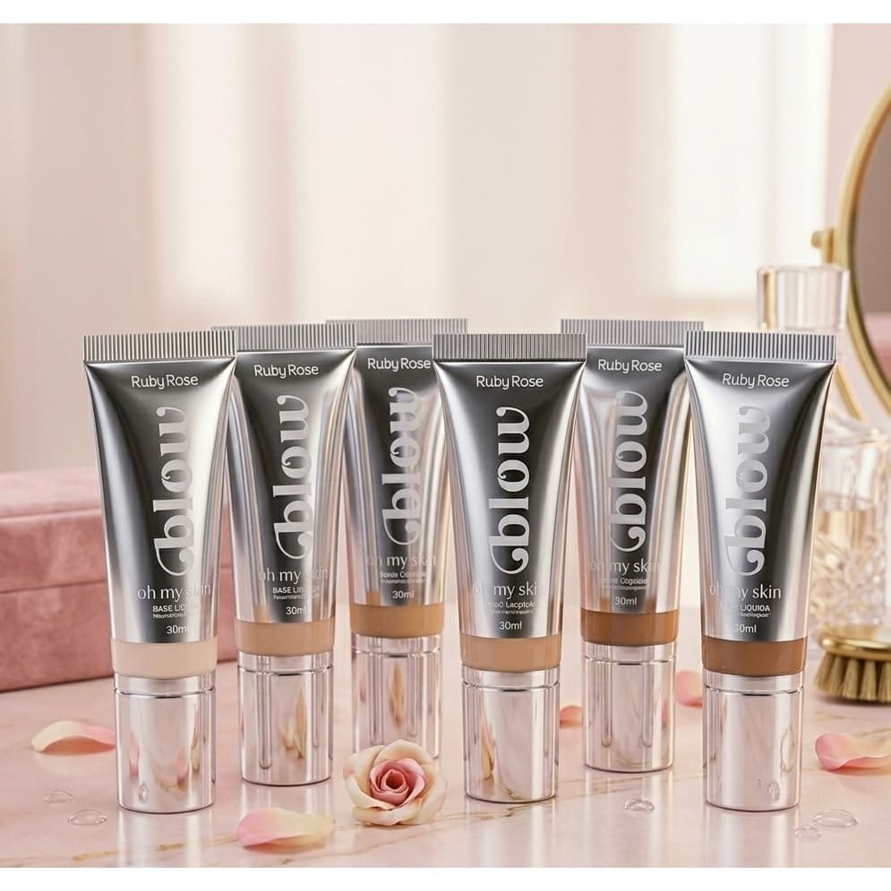 Base Líquida Ruby Rose Blow Oh My Skin! - Cobertura Perfeita e Natural